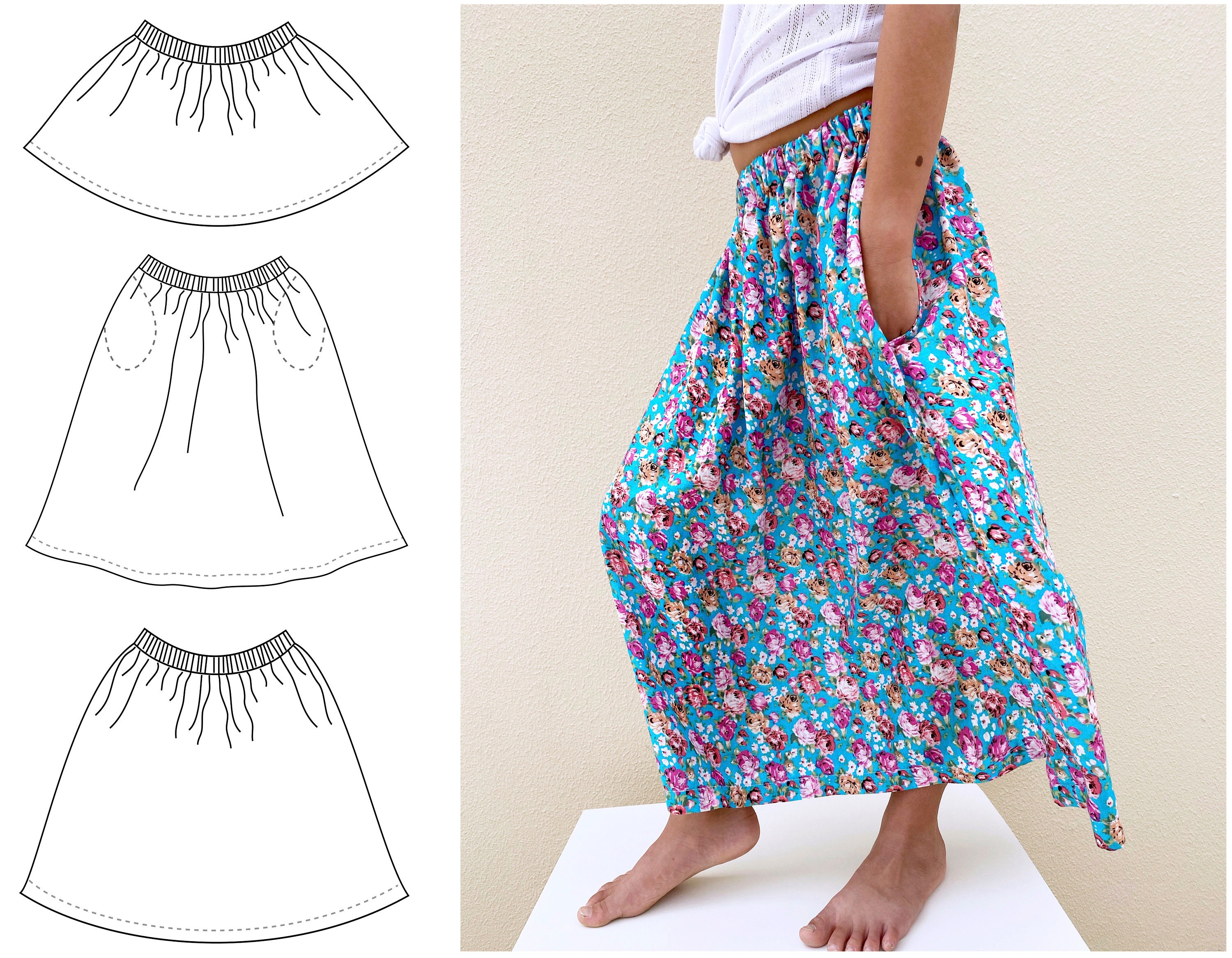 Mini midi maxi skirt sewing pattern