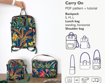 CarryOn backpack lunch bag shoulder bag sewing pattern