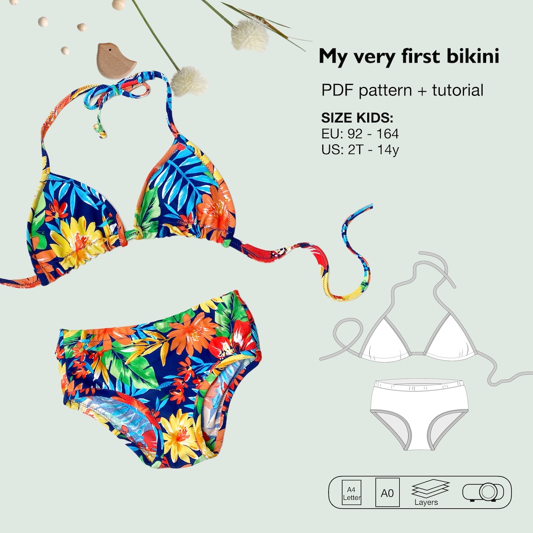 Girls Bikini Pdf Sewing Pattern, Girl Swimsuit, Bathing Suit, 2 Pieces ...