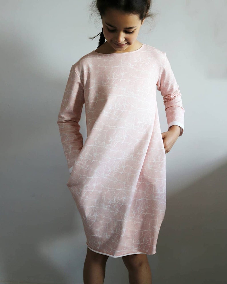 Girls sweatshirt dress pattern pdf, oversized sweater sewing pattern, girls dress pattern, girls dress sewing pattern pdf, instant download image 3