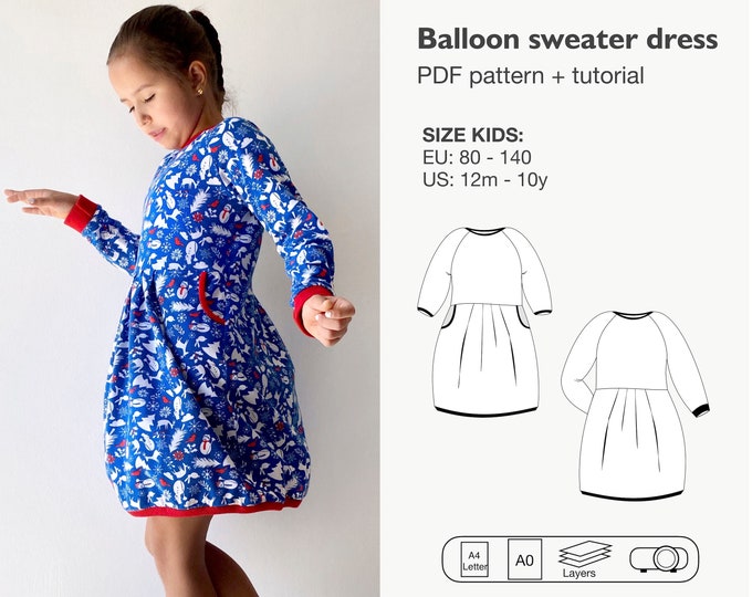 Balloon sweater dress sewing pattern