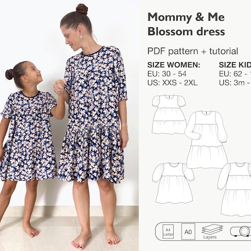 Mommy and Me Matching Dress Pattern Pdf Sweatshirt Dress Etsy