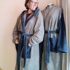 Men and Women Bathrobe Pdf Sewing Pattern, Hooded Robe, Kimono Robe ...