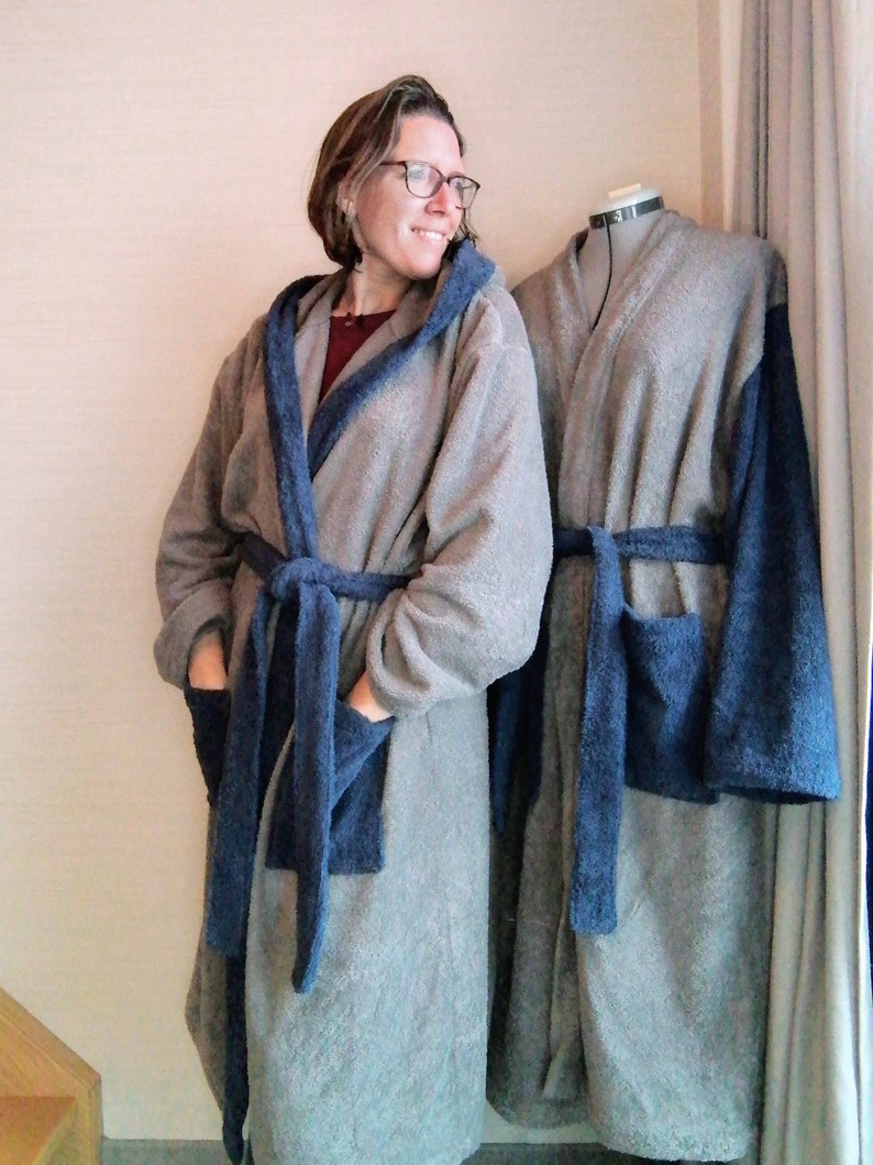 Men and women bathrobe pdf sewing pattern, hooded robe, kimono robe, housecoat, dressing grown, unisex robe, teen bathrobe, instant download image 3