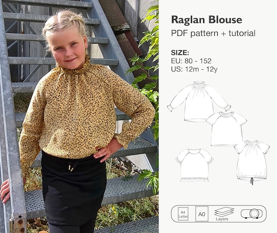 Raglan blouse sewing pattern