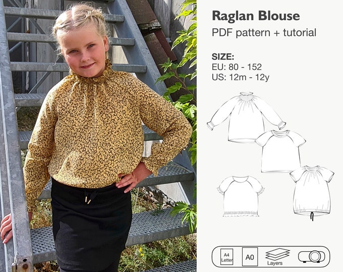 Raglan blouse sewing pattern
