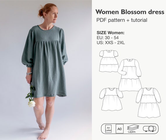 Blossom women dress sewing pattern