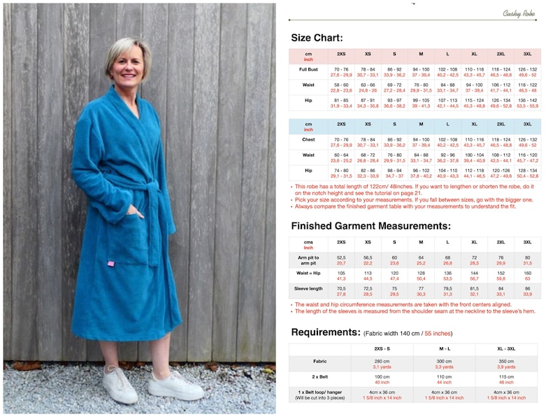 Men and women bathrobe pdf sewing pattern, hooded robe, kimono robe, housecoat, dressing grown, unisex robe, teen bathrobe, instant download image 10