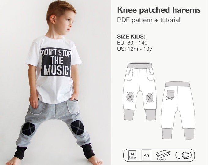 Knee patched harem pants sewing pattern