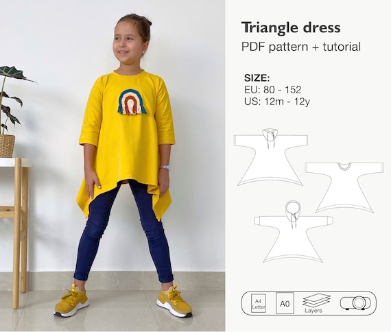 Girls triangle dress sewing pattern