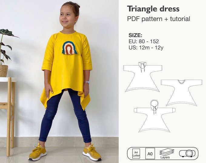 Girls triangle dress sewing pattern