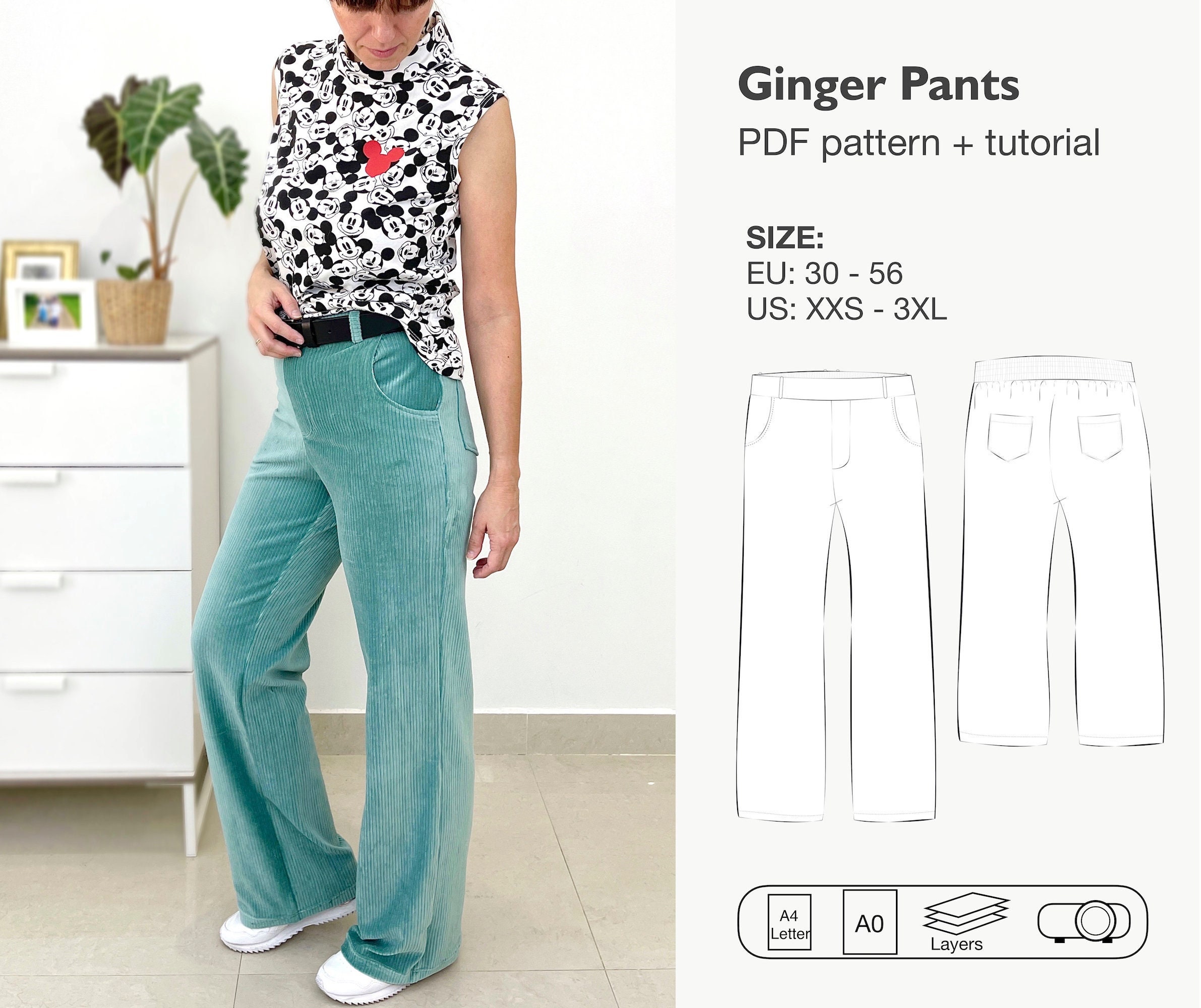 10 Free Wide Leg Trouser Patterns to Sew the Trend  On the Cutting Floor  Printable pdf sewing patterns and tutorials for women