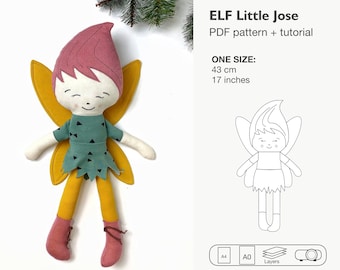 FREE! Little Jose Elf doll pdf pattern, rag doll sewing pattern, Christmas toy rag doll, Christmas decoration, stuffed doll pdf download