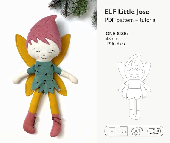 Little Jose Elf rag doll sewing pattern