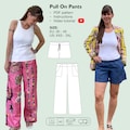 Women wide legged pants pdf pattern, beginner friendly pants with pockets, easy short pants, PJ pants, pull on pants, linen summer pants product logo