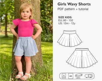 Girls wavy shorts sewing pattern
