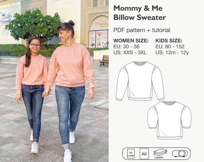 Mommy and me billow sweater sewing pattern