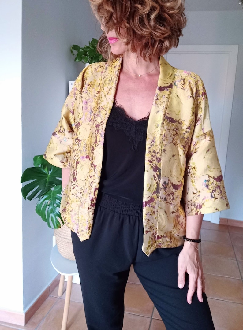 Modello di cucito in formato PDF per giacca kimono da donna, kimono oversize corto e lungo, cardigan, caftano con tasche, giacca avvolgente, vestaglia haori immagine 5