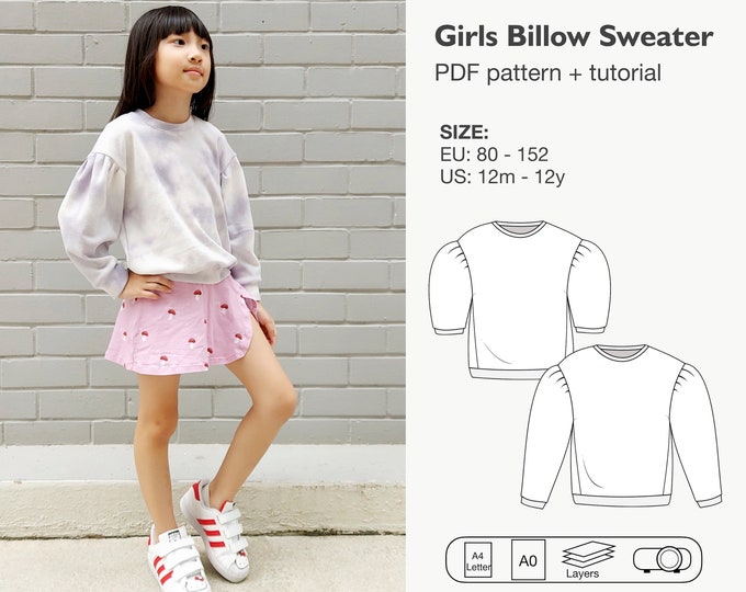 Girls billow sweater sewing pattern