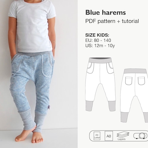 Toddler Harem Pants Sewing Pattern Children Pants Pdf - Etsy