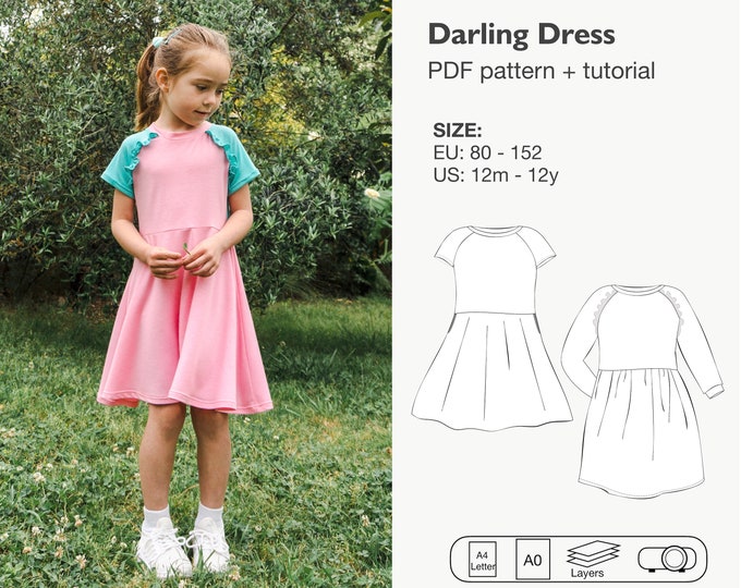 Darling raglan dress sewing pattern