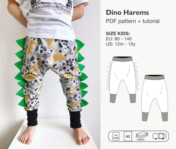 Dinosaur harems sewing pattern