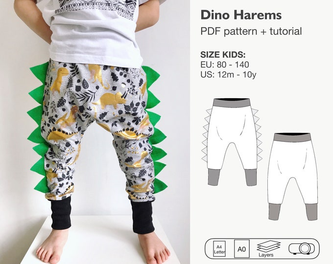 Dinosaur harems sewing pattern