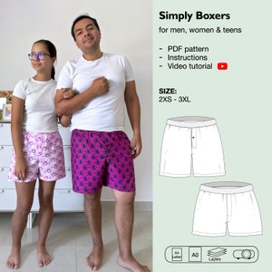 Naaipatroon voor ondergoed voor mannen en vrouwen (pdf), boxershorts, bermuda's, unisex onderbroeken, herenonderbroeken, slips, lange onderbroeken, onderbroeken