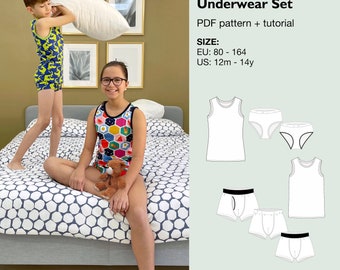 Boys and girls underwear set sewing pattern