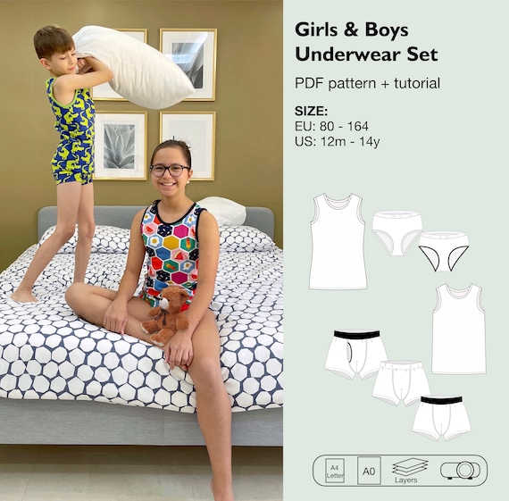 Boys and girls underwear set sewing pattern