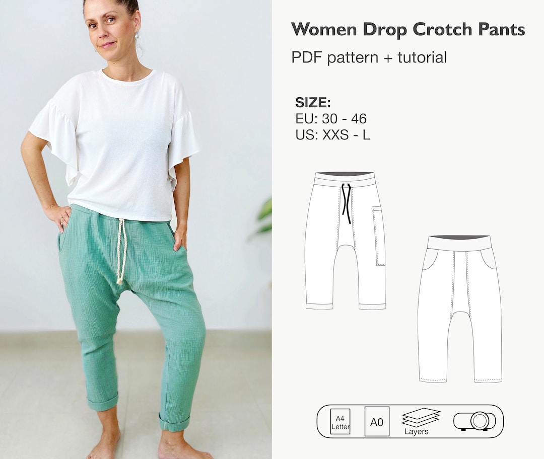 Women Drop Crotch Pants Sewing Pattern Women Jogger Pants Etsy
