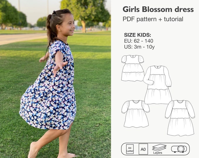 Blossom girls dress sewing pattern