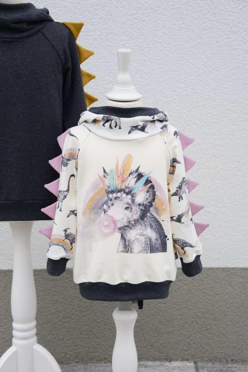 Dinosaur hoodie kids hoodie sewing pattern pdf girls sweater | Etsy