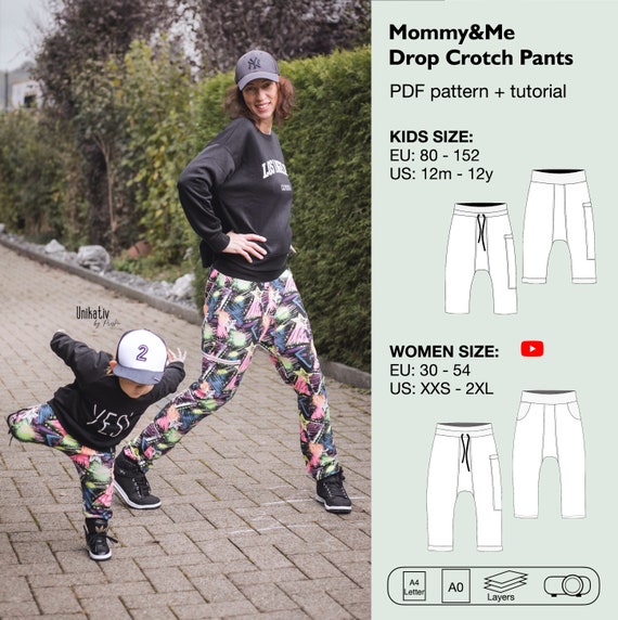 Mommy and me drop crotch pants sewing pattern