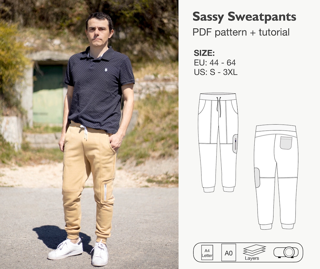 Men Sweatpants Sewing Pattern Jogger Pattern Slim Fit Pants - Etsy