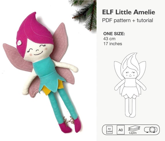 Little Amelie elf rag doll sewing pattern