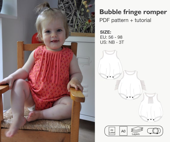 Bubble fringe romper sewing pattern