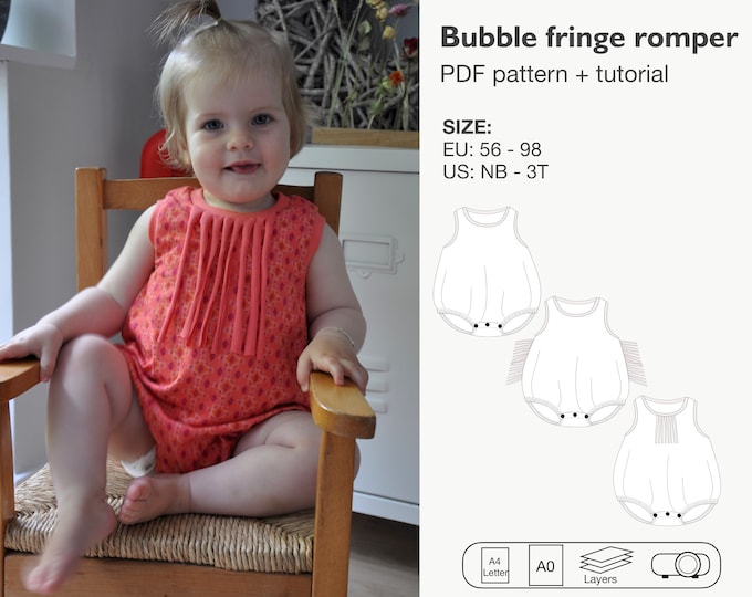 Bubble fringe romper sewing pattern