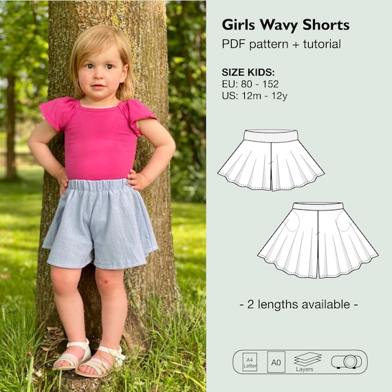 Modele de couture de jupe short pour filles mini culotte jupe divisee jupe pantalon jupe pantalon short en forme de jupe short circulaire short a jambes larges Etsy France