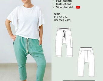 Women drop crotch pants sewing pattern