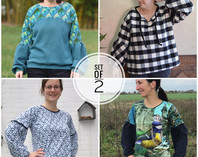 Bundle cosy sleeves sewing pattern oversized and regular fit
