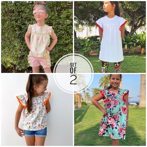 Bundle angel sleeve top - tunic- dress sewing pattern for woven and knit