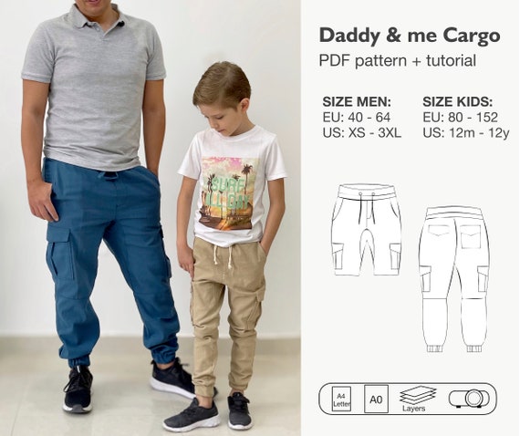Daddy and me cargo  jogger sewing pattern