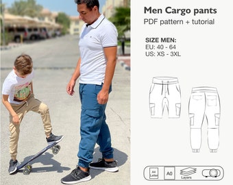 Men cargo jogger sewing pattern