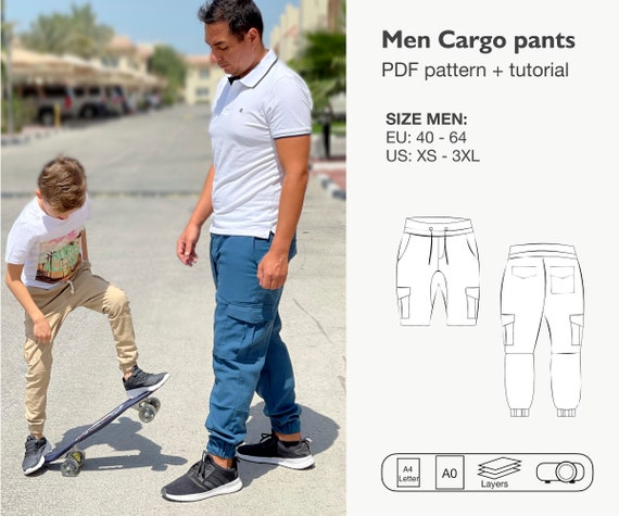 Men cargo jogger sewing pattern
