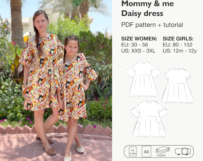 Mommy and me daisy dress sewing pattern