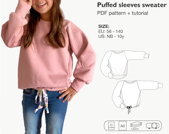 Puffed sleeves sweater sewing pattern