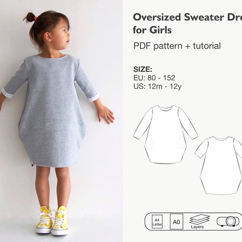 Girls Sweatshirt Dress Pattern Pdf ...