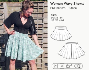 Women wavy shorts sewing pattern