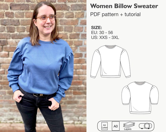 Women billow sweater sewing pattern